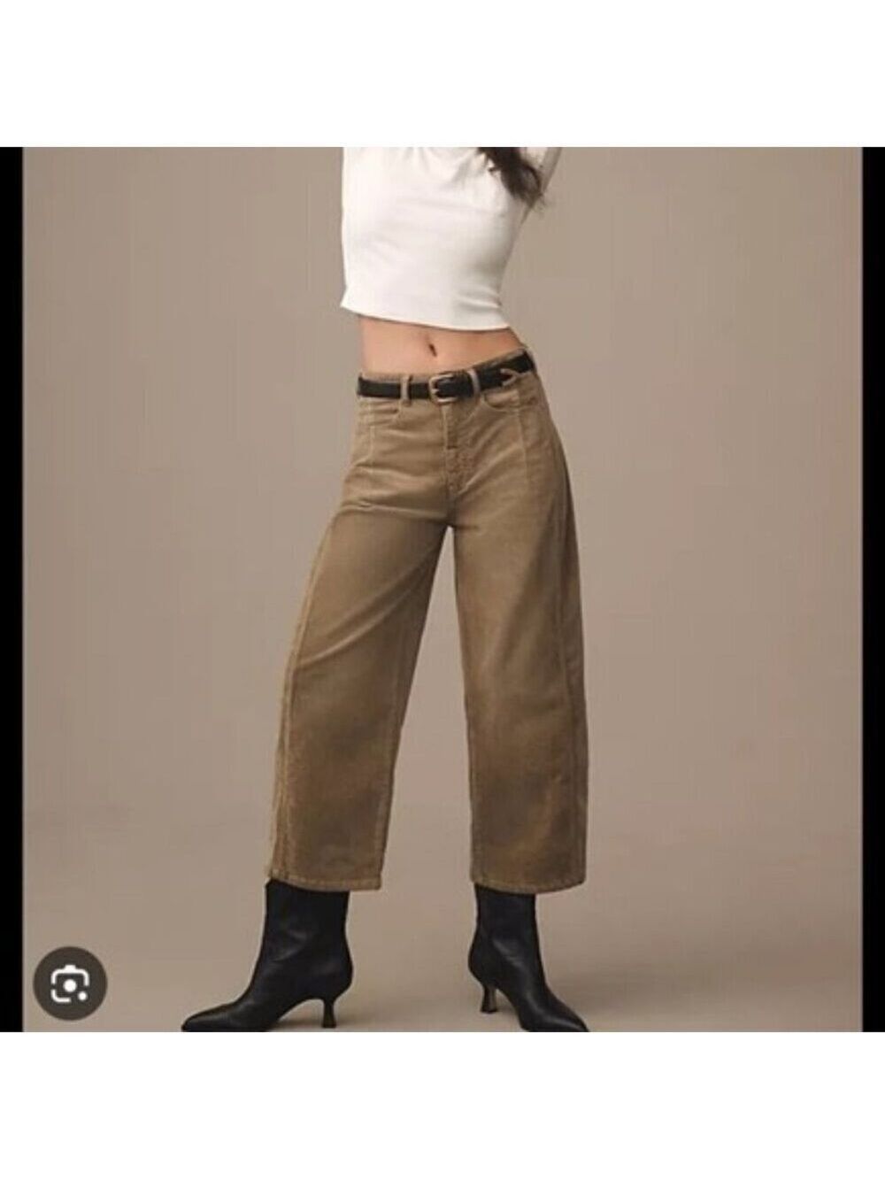 Pilcro The Kenna Corduroy Heritage Barrel Jeans Moss Wide Leg Mid-Rise 32T Pant